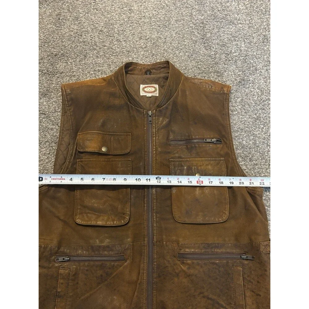 Vintage Banana Republic Leather Safari Vest Mens Large Quilted Liner Cotton